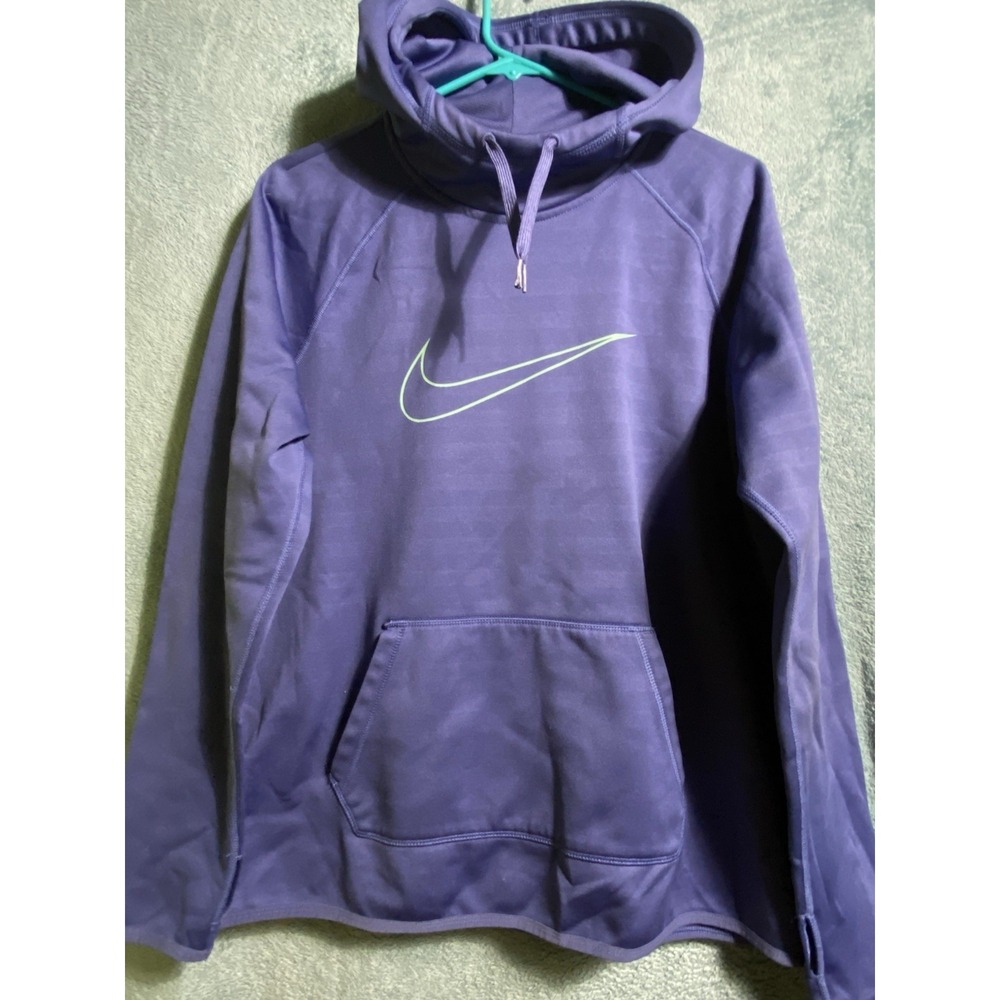 Nike Hoodie Womens L Blue Center‎ Swoosh Logo Pullover  Sweatshirt Gym Athletic